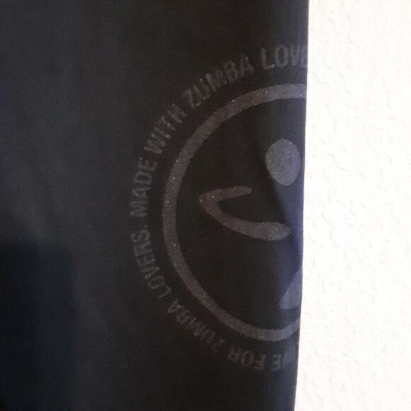 Zumba Wear Rainbow Sparkle Glitter Belted Workout Spellout Black Leggings M - Picture 4 of 13